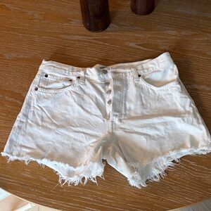 Agolde Women's White Distressed Jean Shorts